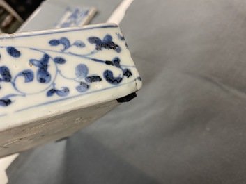 Une bo&icirc;te couverte de forme rectangulaire en porcelaine Shoki-Imari en bleu et blanc, Japon, Edo